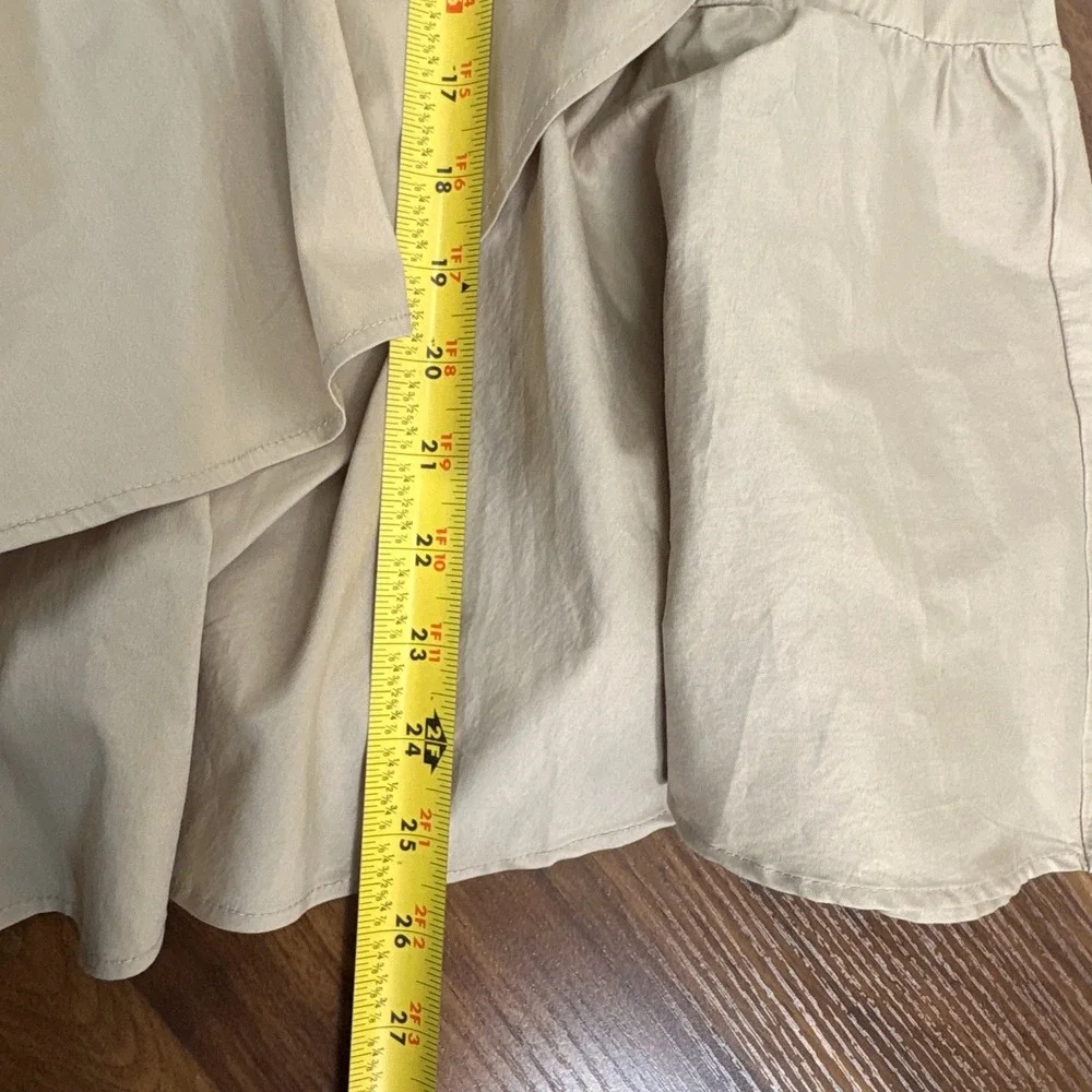 Ann Taylor LOFT‎ Tan Faux Wrap Midi Skirt Ruffle Tie Waist Size 6